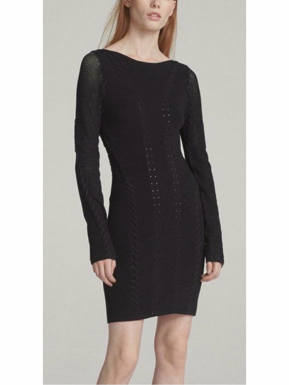 Rag & Bone Brandy Long Sleeve Knit Bodycon Dress Black